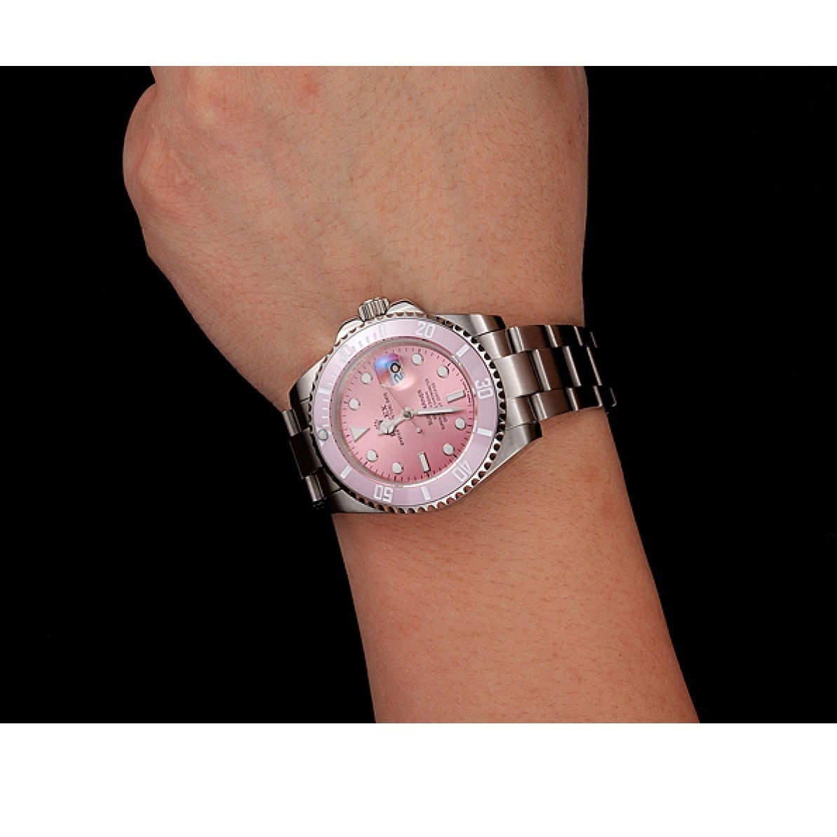 Aaa replica watch Bracelet Submariner Rolex Stainless Dial 1453865 Pink Bezel Pink Steel 0210