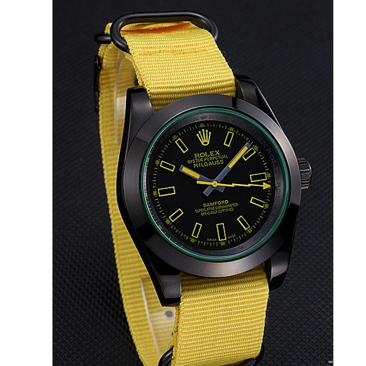 Aaa replica watch Strap Rolex Bamford 621999 Nylon Milgauss Yellow 0226