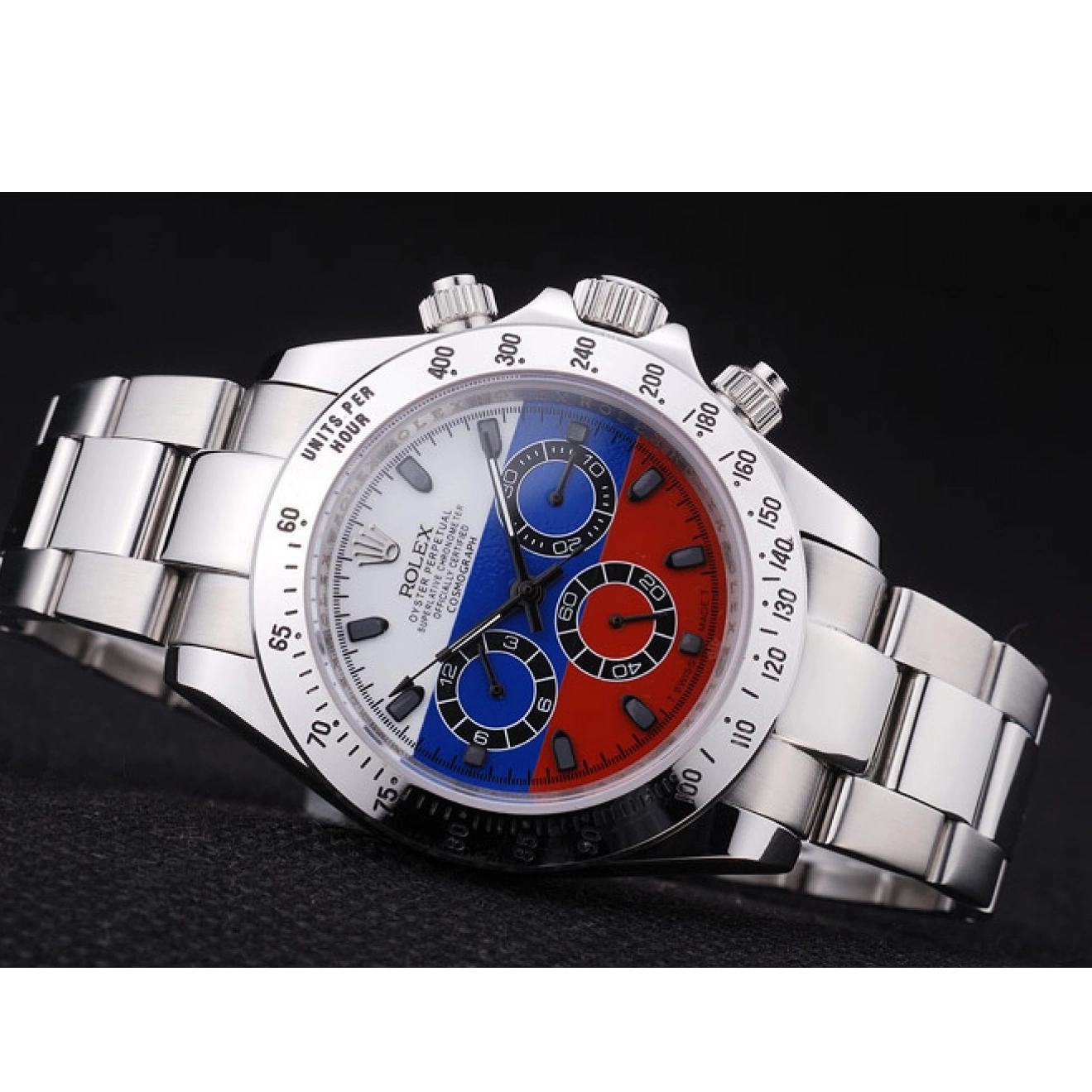 Aaa replica watch Flag Cosmograph Bracelet 7473 Daytona Dial Rolex Silver Russian 0209