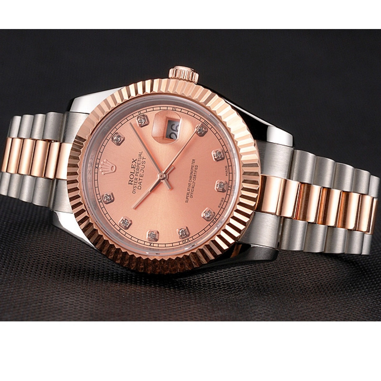 Aaa replica watch Stainless Dial Rolex Two Steel Datejust Gold Rose And Bracelet Swiss Bezel Tone Case 0218