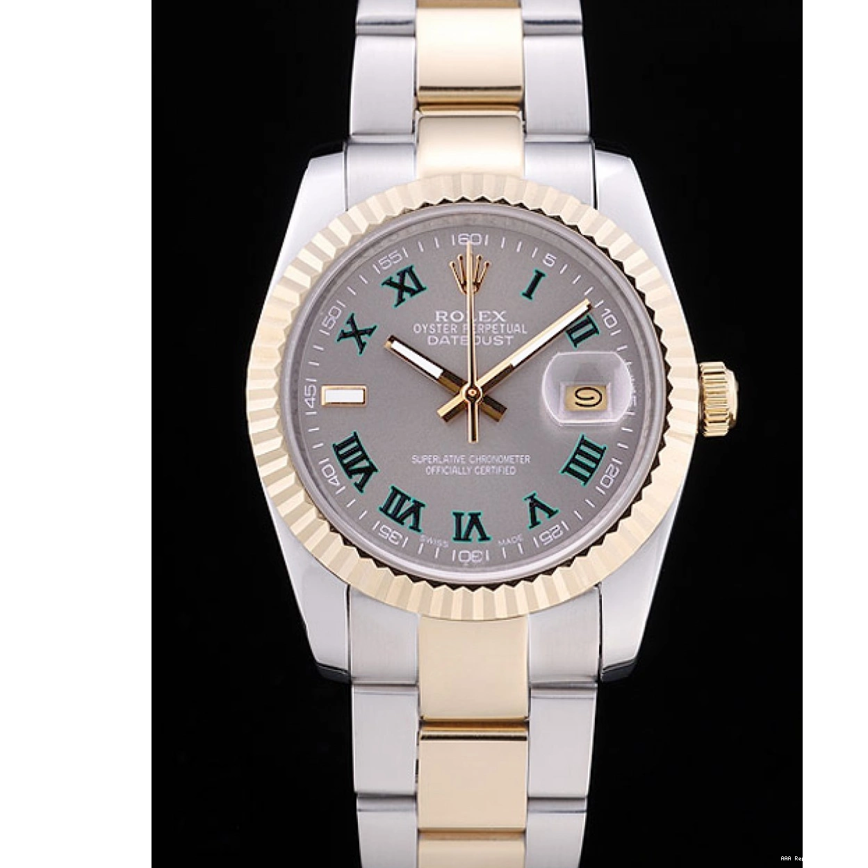 Aaa replica watch Grey Bezel 7460 Ribbed Datejust Dial Rolex 0220