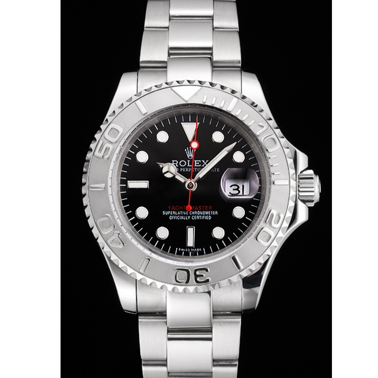 Aaa replica watch Dial Case Steel Yacht-Master Stainless And Black Bracelet Rolex Swiss 0208