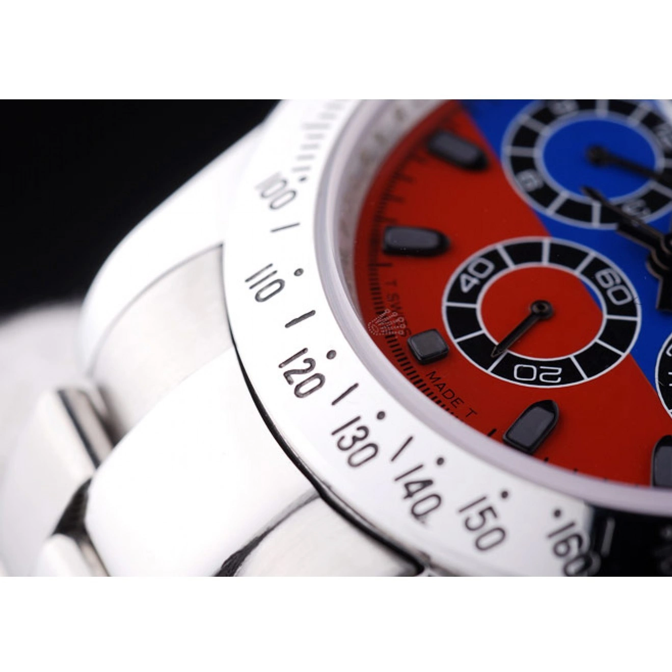 Aaa replica watch Silver 7473 Russian Flag Rolex Daytona Cosmograph Dial Bracelet 0210