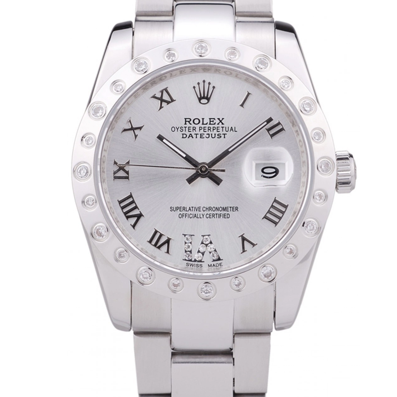 Datejust Dial Silver 7468 Rolex Bezel Diamond 0226