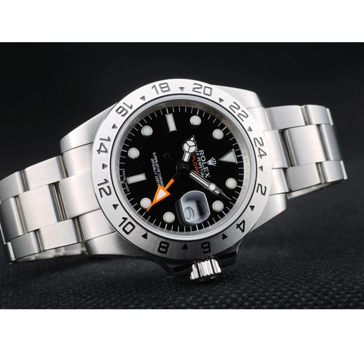 Aaa replica watch Rolex Bezel Explorer Black Dial Steel Watch Stainless 0218