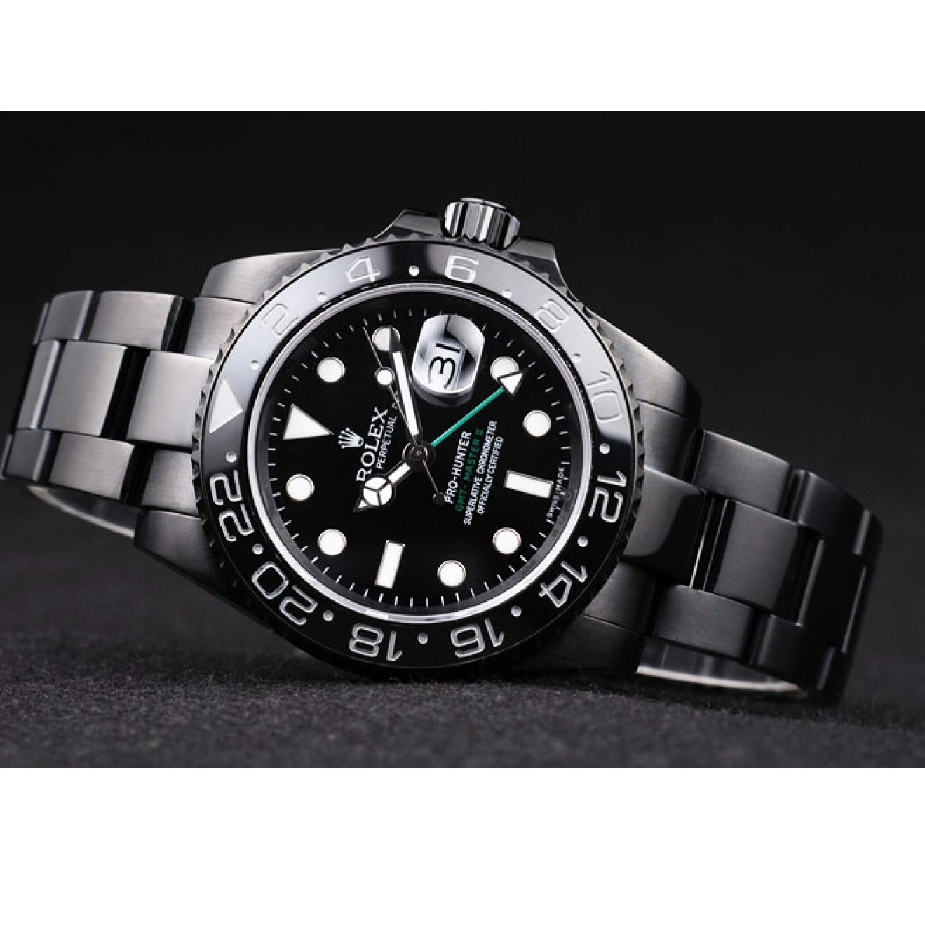 Aaa replica watch Steel Master Dial Black Black Rolex II Pro-Hunter GMT Swiss Strap 0220