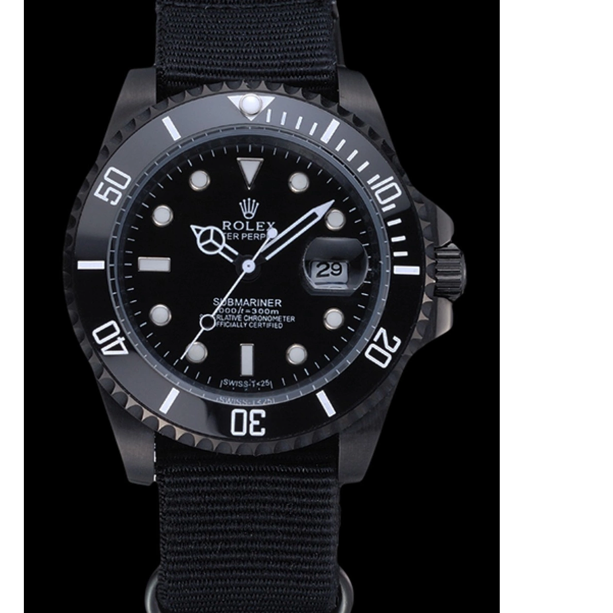 Aaa replica watch Submariner Strap 622006 Rolex Black Nylon 0213