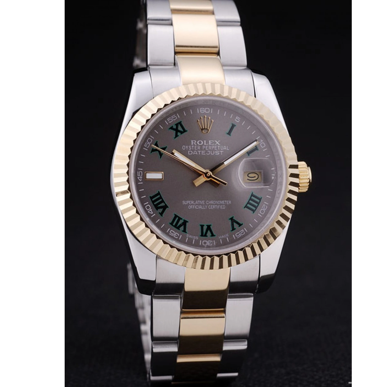 Aaa replica watch Grey Bezel 7460 Ribbed Datejust Dial Rolex 0220