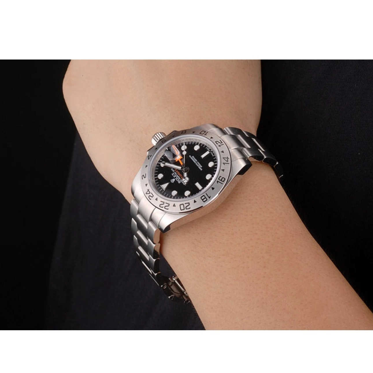 Aaa replica watch Rolex Bezel Explorer Black Dial Steel Watch Stainless 0218