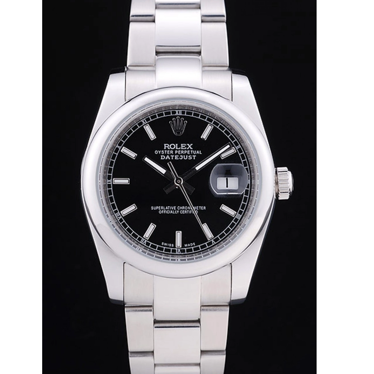 Aaa replica watch Polished Datejust Silver 7467 Dial Bezel Black Rolex 0221