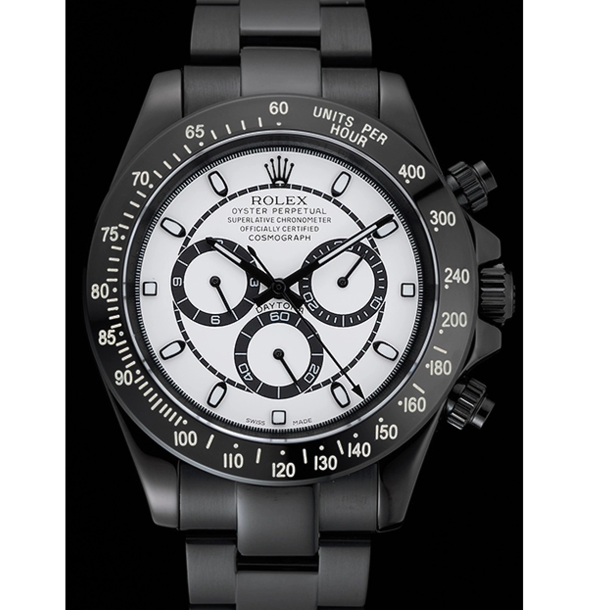 Aaa replica watch 1454249 Rolex Black Bracelet And Stainless Dial White Cosmograph And Case Steel Black Daytona 0219