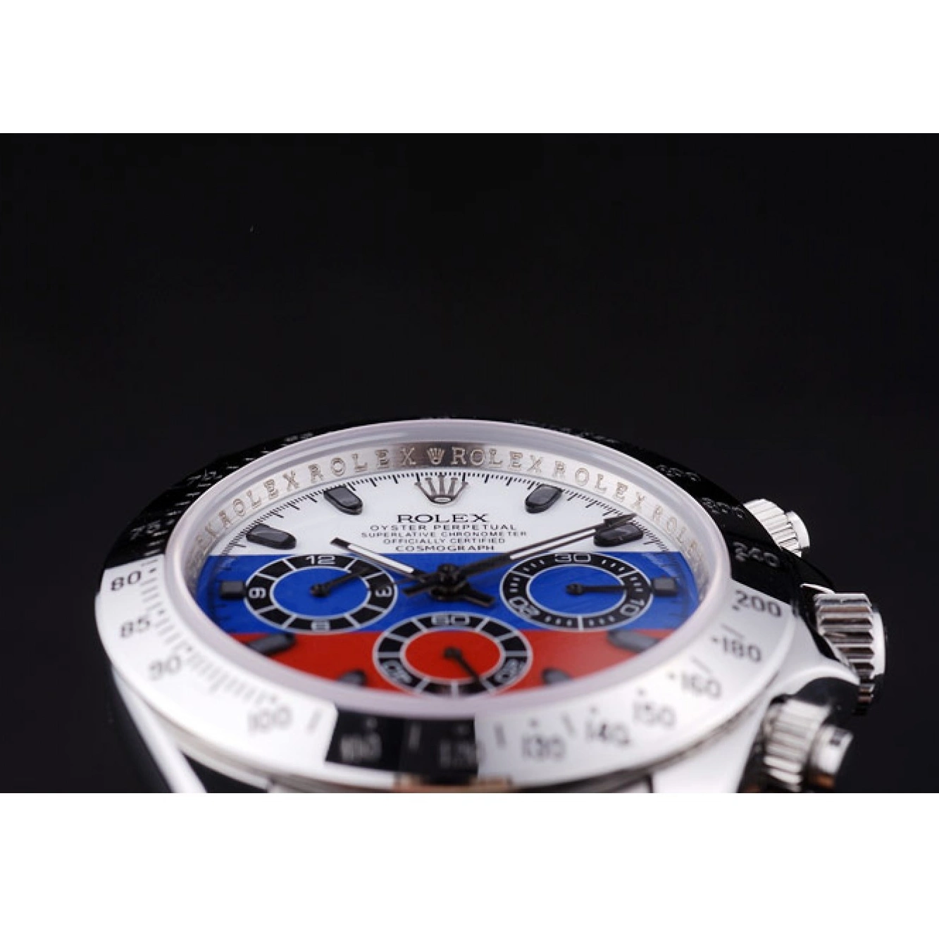 Aaa replica watch Silver 7473 Russian Flag Rolex Daytona Cosmograph Dial Bracelet 0210