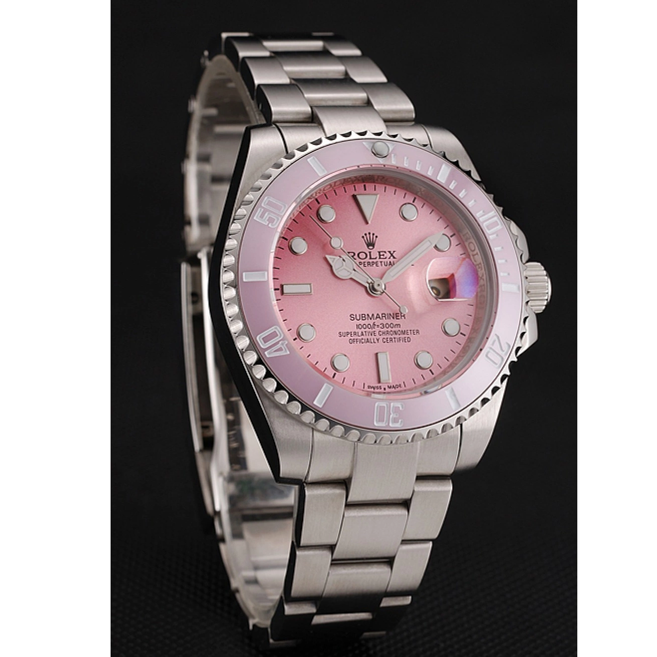 Aaa replica watch Bracelet Submariner Rolex Stainless Dial 1453865 Pink Bezel Pink Steel 0210