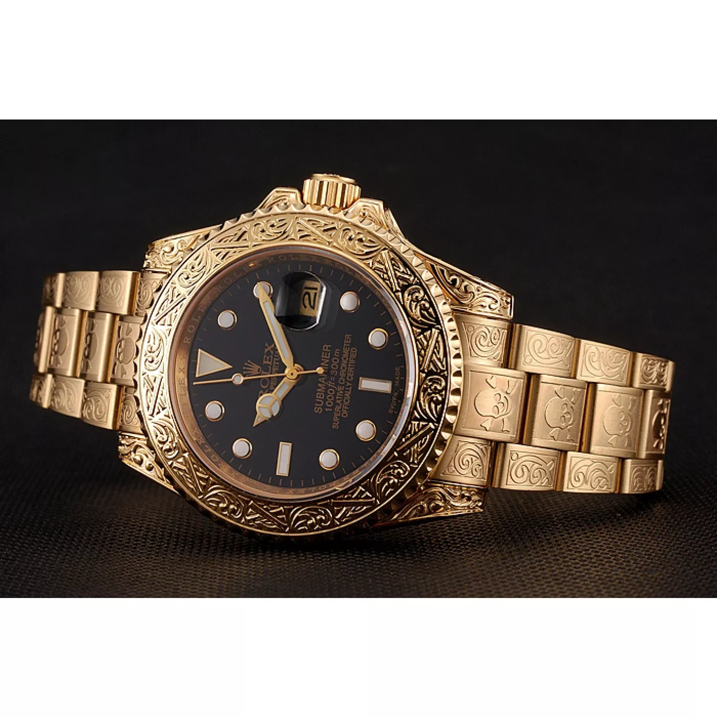 Aaa replica watch Rolex Submariner Skull Limited Edition Black Dial Gold Case And Bracelet 1454071 0204