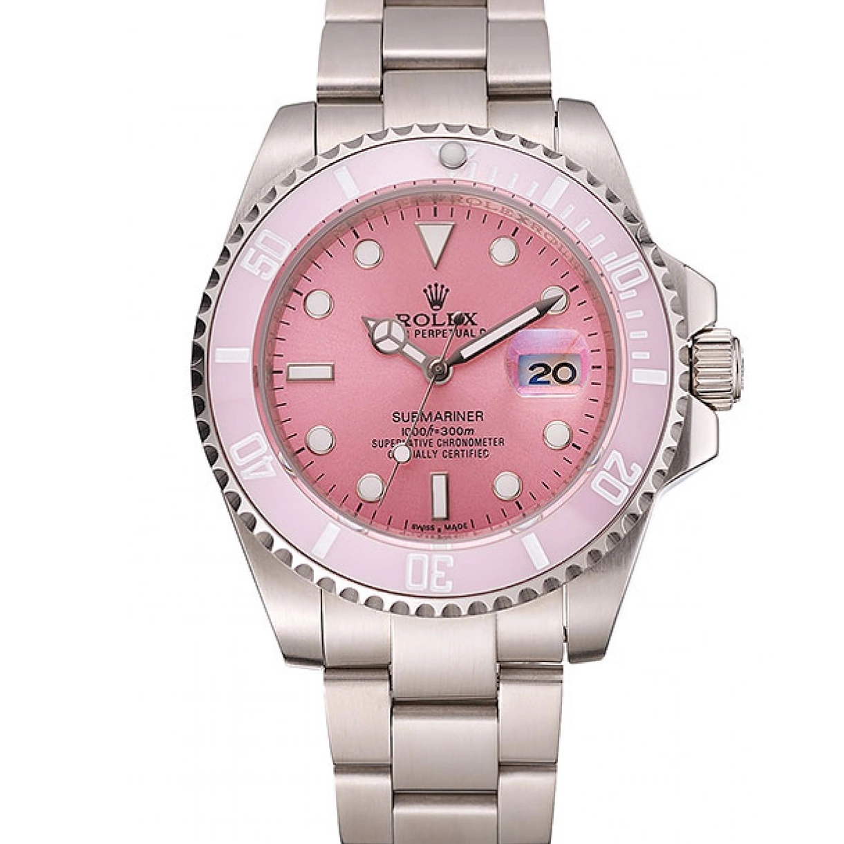 Aaa replica watch Bracelet Submariner Rolex Stainless Dial 1453865 Pink Bezel Pink Steel 0210