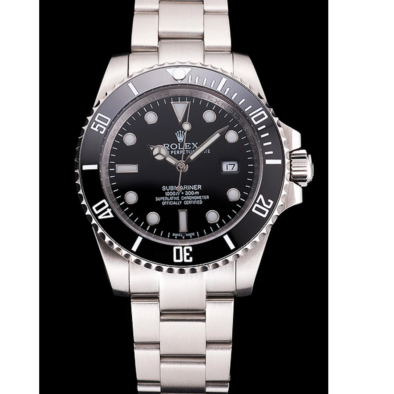 Aaa replica watch Dial Submariner Swiss Steel Case Bezel Stainless Rolex Bracelet Black Small Date And And 0226