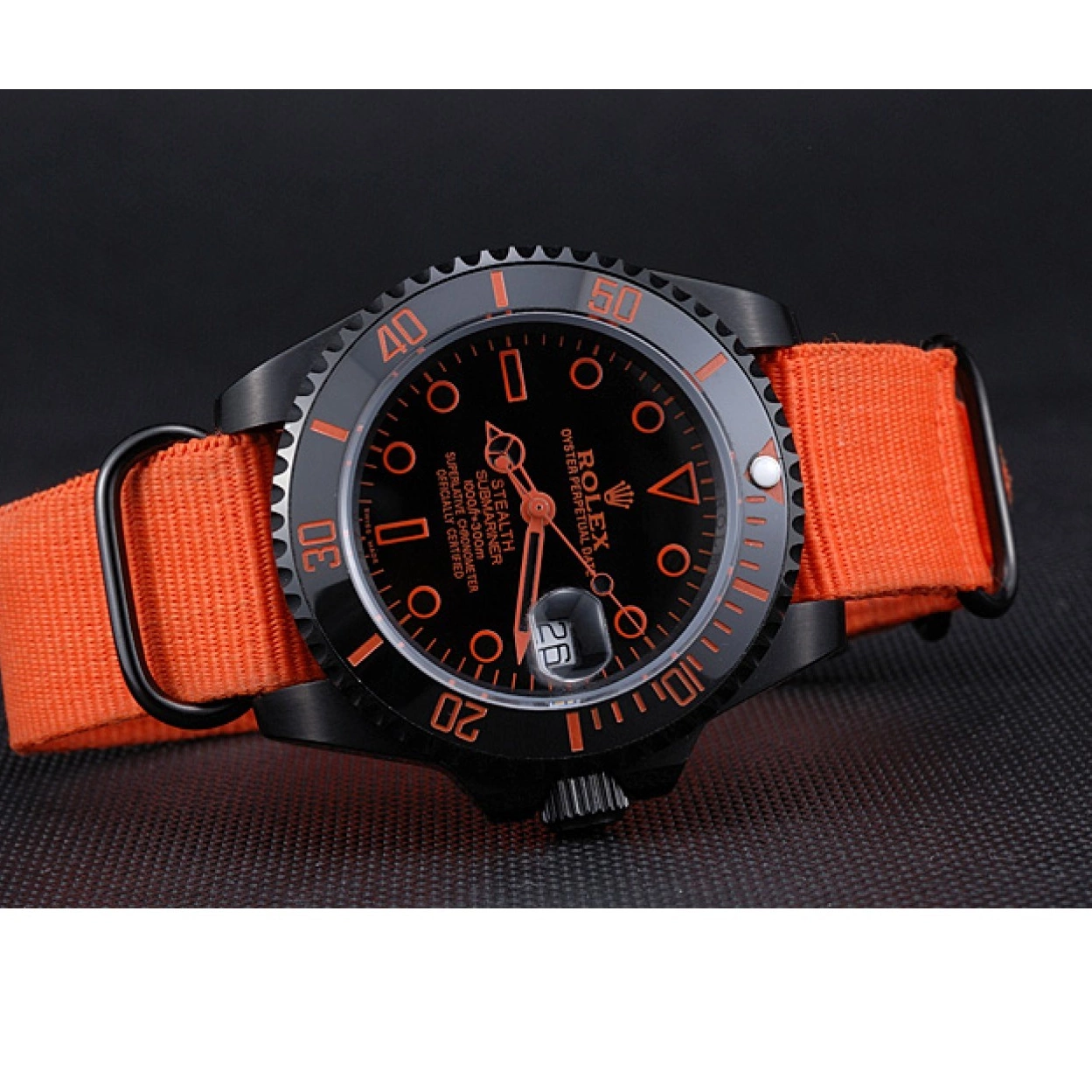 Aaa replica watch Orange Strap Submariner Nylon 622011 Stealth Rolex 0221