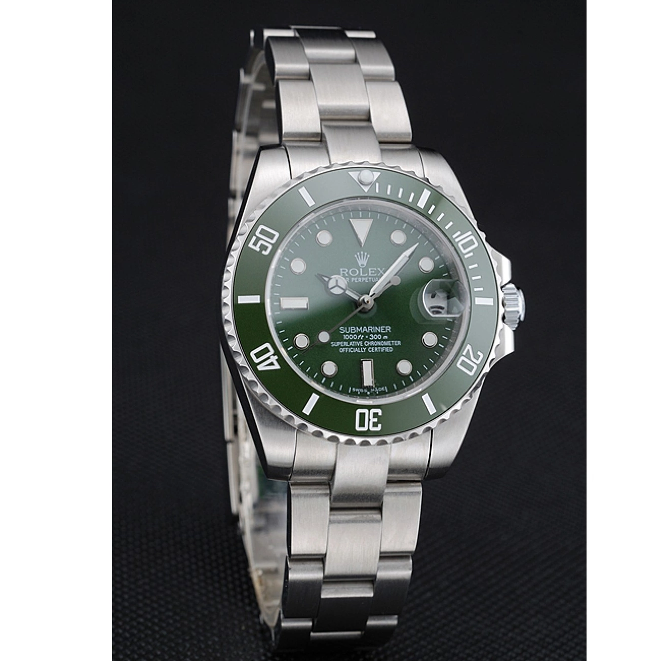 Aaa replica watch Bracelet Rolex Dial Green Steel 1454151 Stainless Submariner 0215