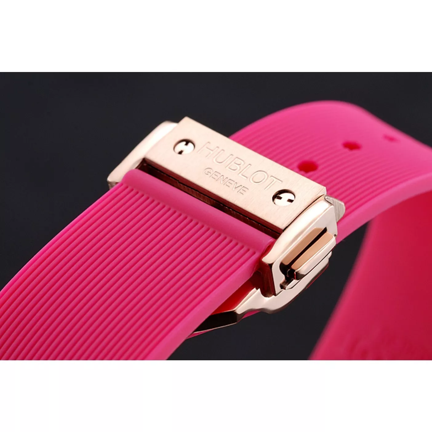 Aaa replica watch Hublot Big Bang Tutti Frutti Pink Strap Gold Dial 0204