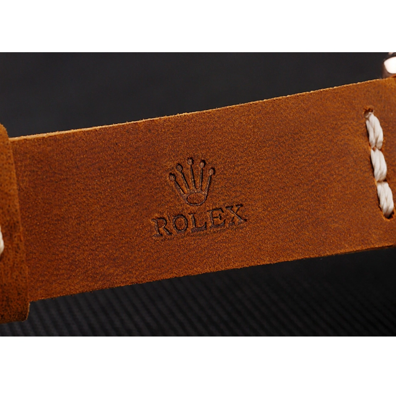 Aaa replica watch Case Rose Brown Leather 1453860 Bezel Rolex Black Gold Bracelet Master Dial Yacht Brown 0223