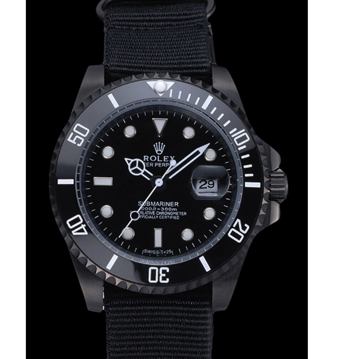 Aaa replica watch Strap Black Nylon 622006 Rolex Submariner 0216