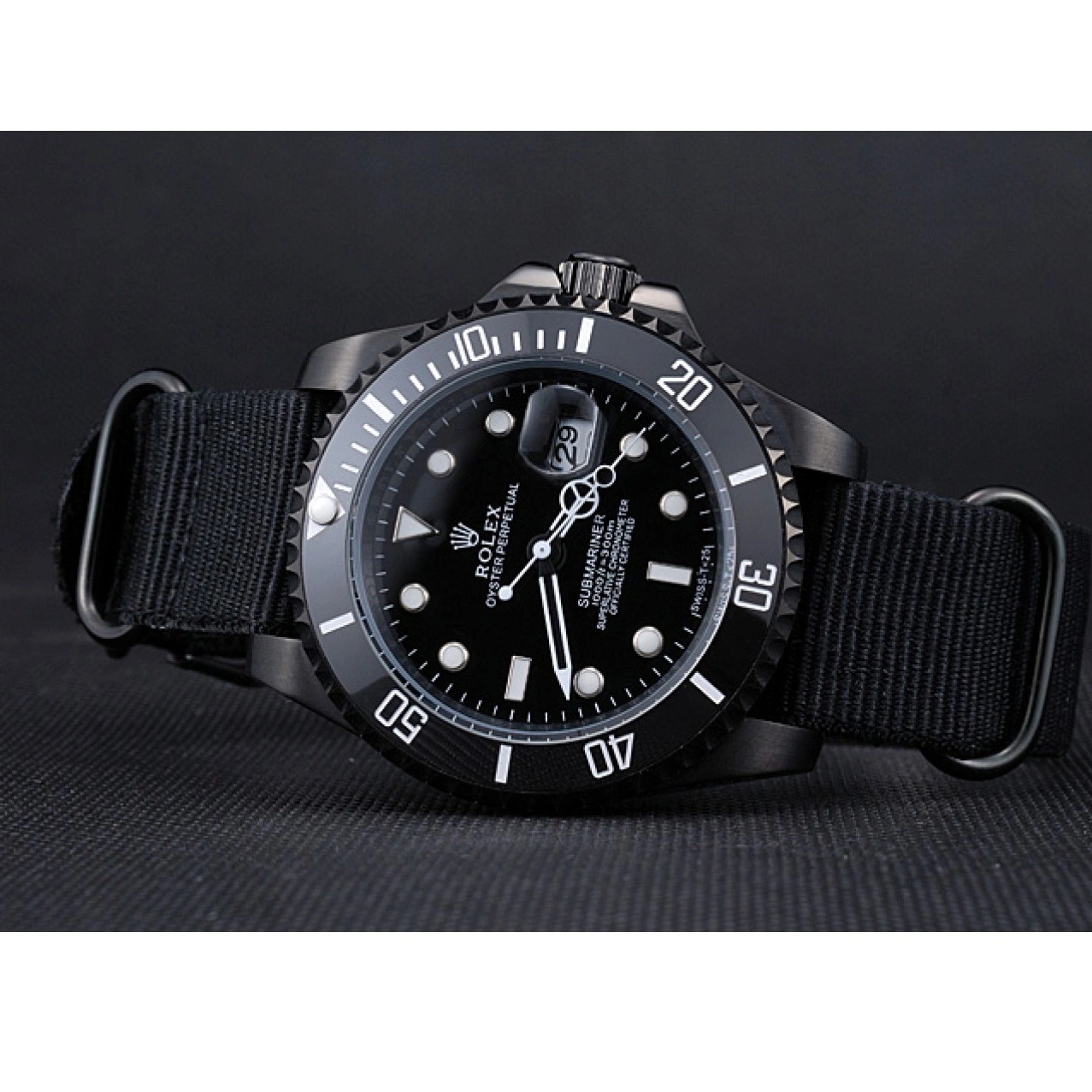 Aaa replica watch Submariner Strap 622006 Rolex Black Nylon 0213