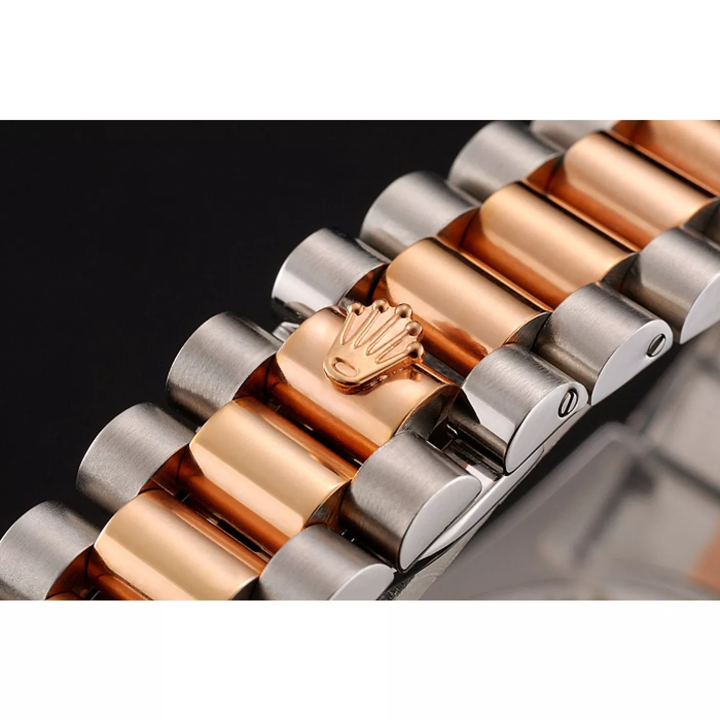 Aaa replica watch Swiss Rolex Day-Date Diamonds Bezel White Dial Rose Gold And Staineless Steel Bracelet 1454108 0206