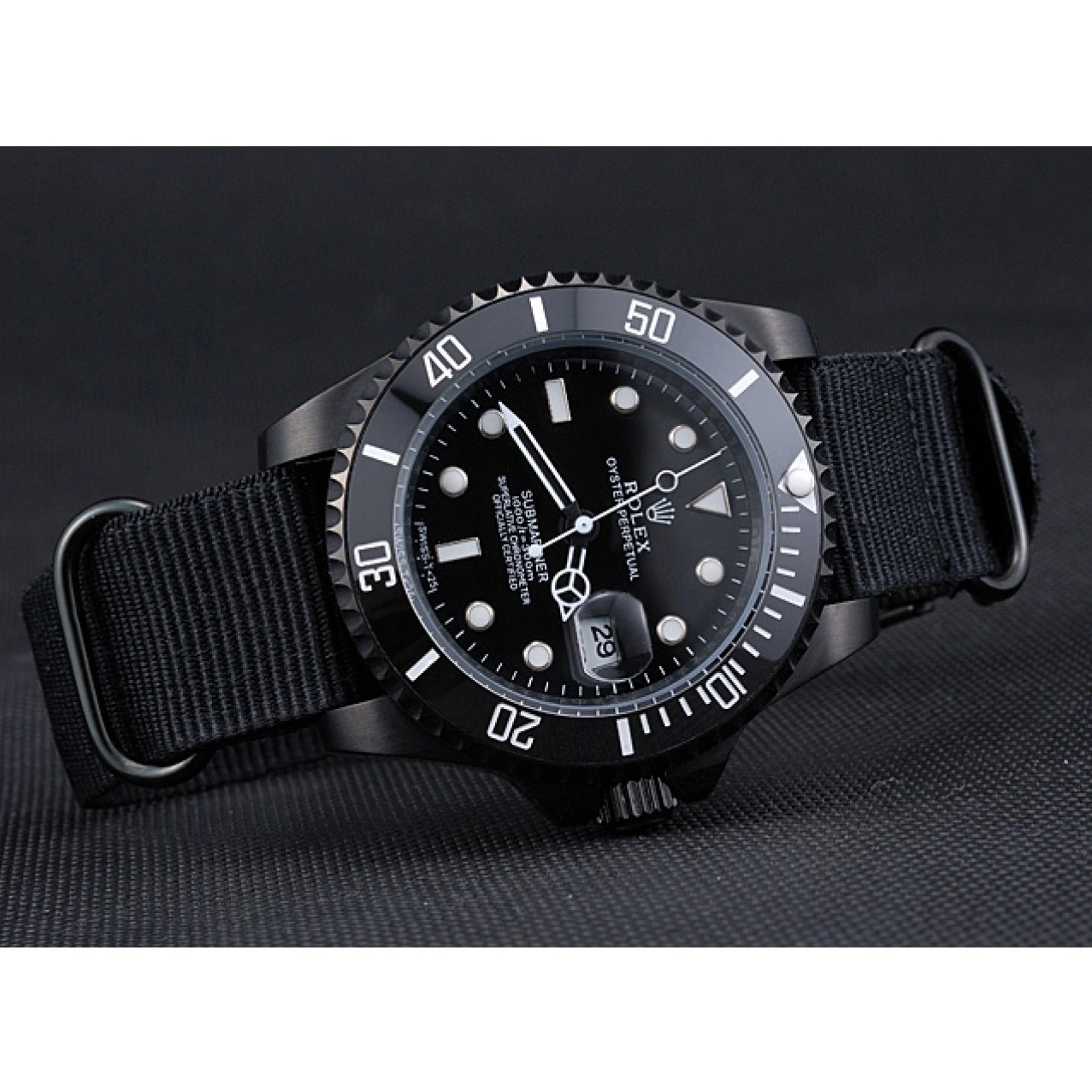 Aaa replica watch Submariner Strap 622006 Rolex Black Nylon 0213