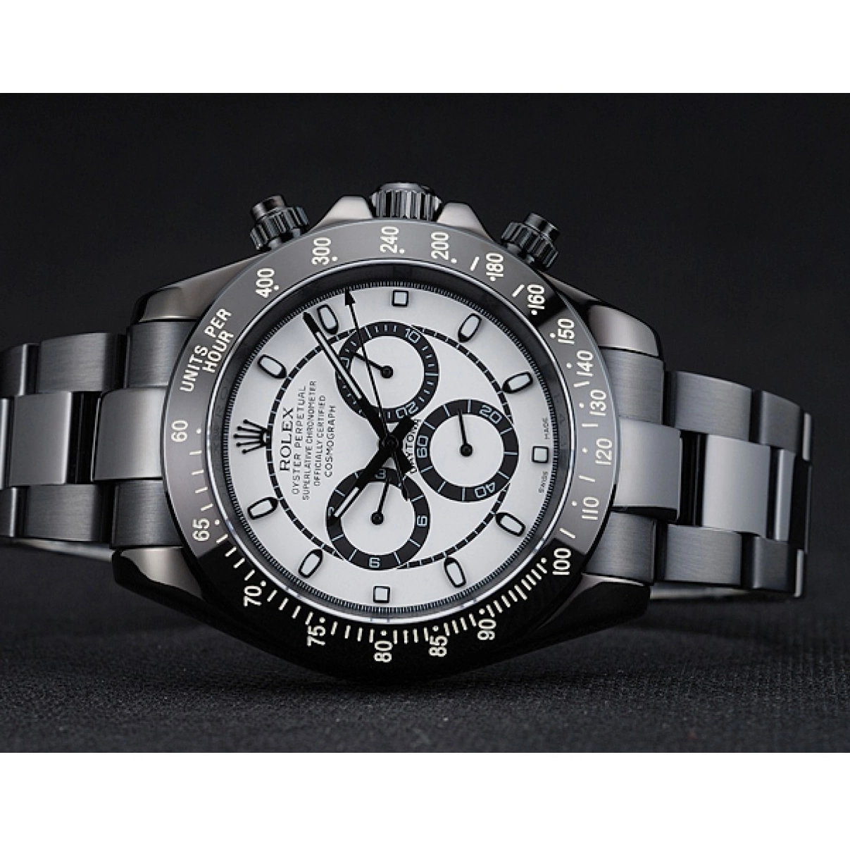 Aaa replica watch 1454249 Rolex Black Bracelet And Stainless Dial White Cosmograph And Case Steel Black Daytona 0219