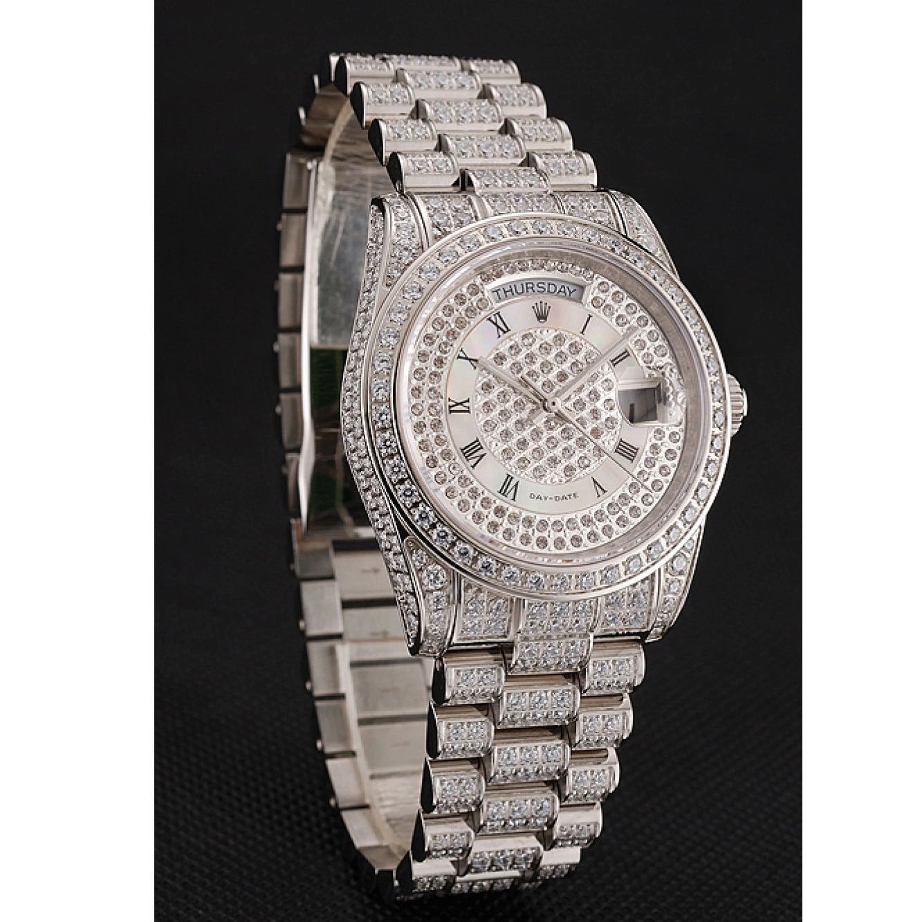 Aaa replica watch Bracelet 1453950 Case Swiss Pave Dial Diamond Day-Date Diamond Diamond Rolex 0212