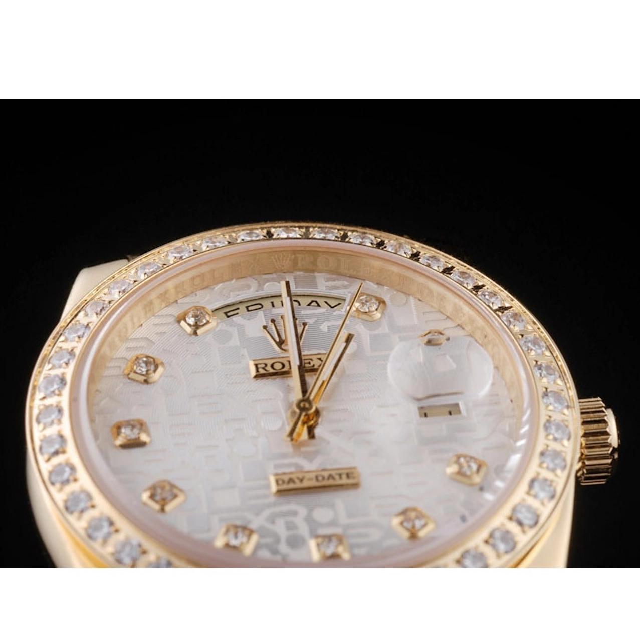 Aaa replica watch Dial Gold Stainless Steel Day-Date 18k White Plated Yellow Rolex 0214