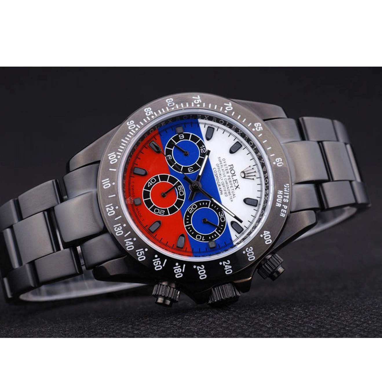 Aaa replica watch Rolex Cosmograph Bracelet Russian Daytona Black 7472 Dial Flag 0208