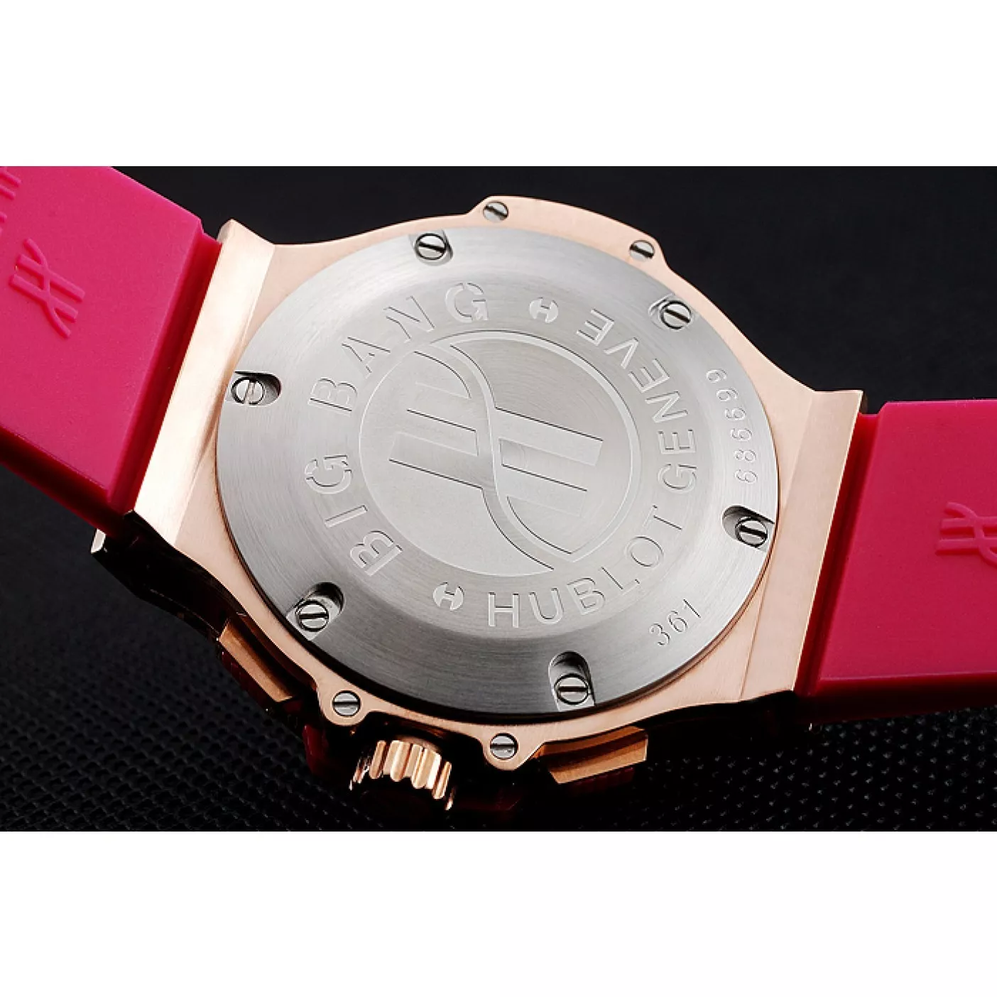 Aaa replica watch Hublot Big Bang Tutti Frutti Pink Strap Gold Dial 0204