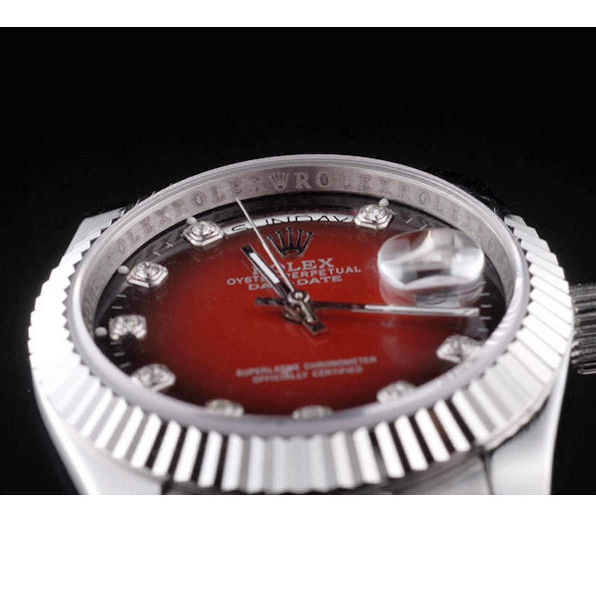 Aaa replica watch Two Tone Red Steel Day-Date Stainless Polished Dial Rolex 0221