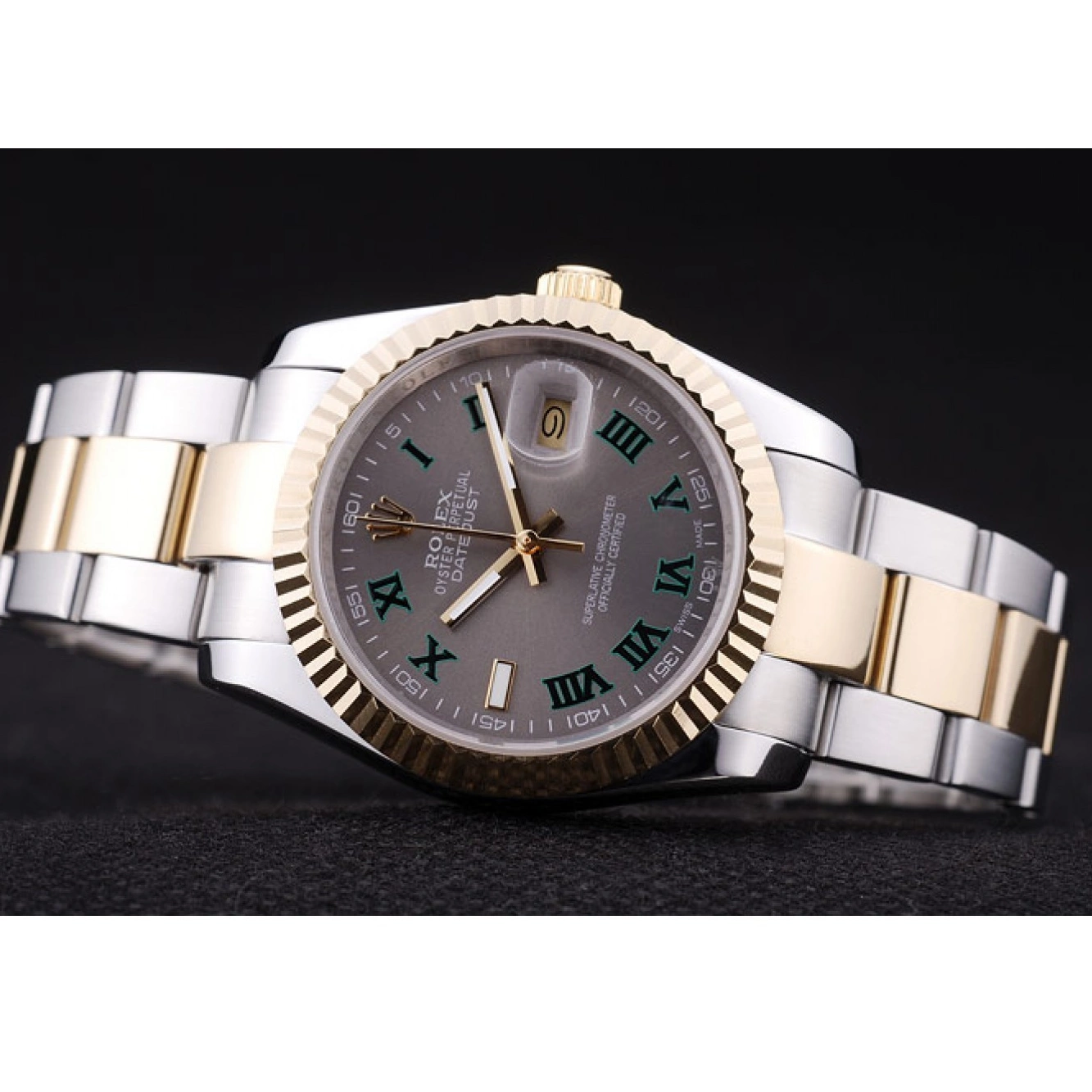 Aaa replica watch Grey Bezel 7460 Ribbed Datejust Dial Rolex 0220