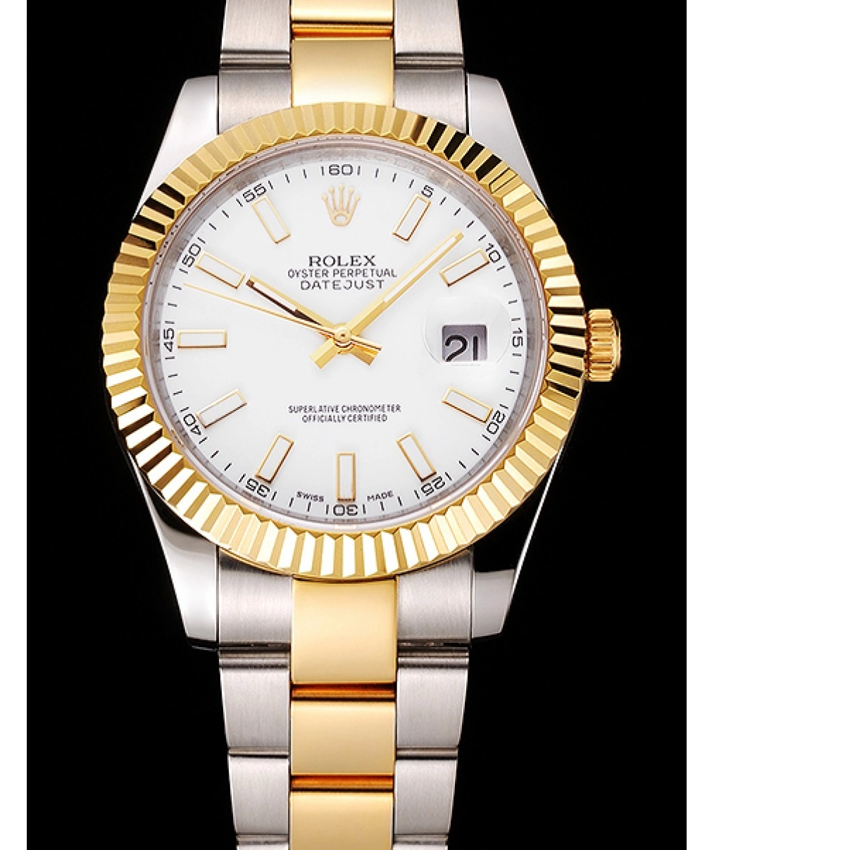 Aaa replica watch Two Steel Dial Rolex Tone White Stainless Gold Bracelet Case Swiss Datejust 0213