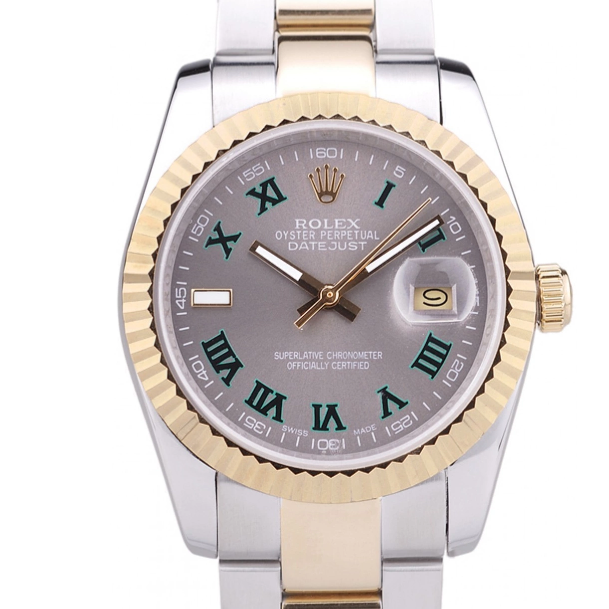 Aaa replica watch Grey Bezel 7460 Ribbed Datejust Dial Rolex 0220