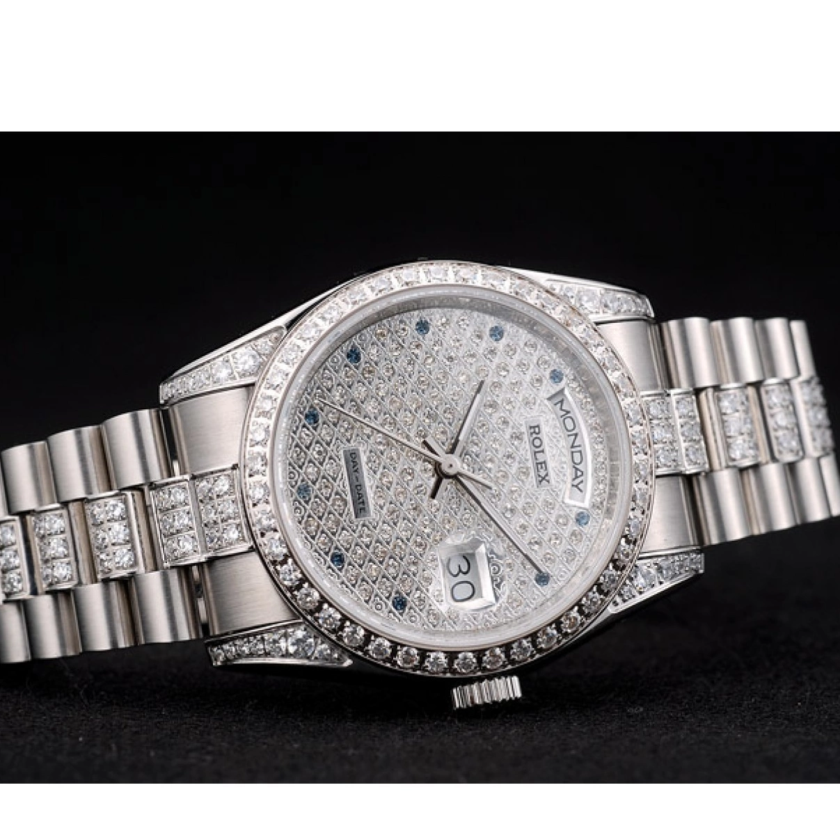 Aaa replica watch Plated Rolex Dial Steel 41986 Diamond Diamond Plated Stainless Bracelet DayDate 0211