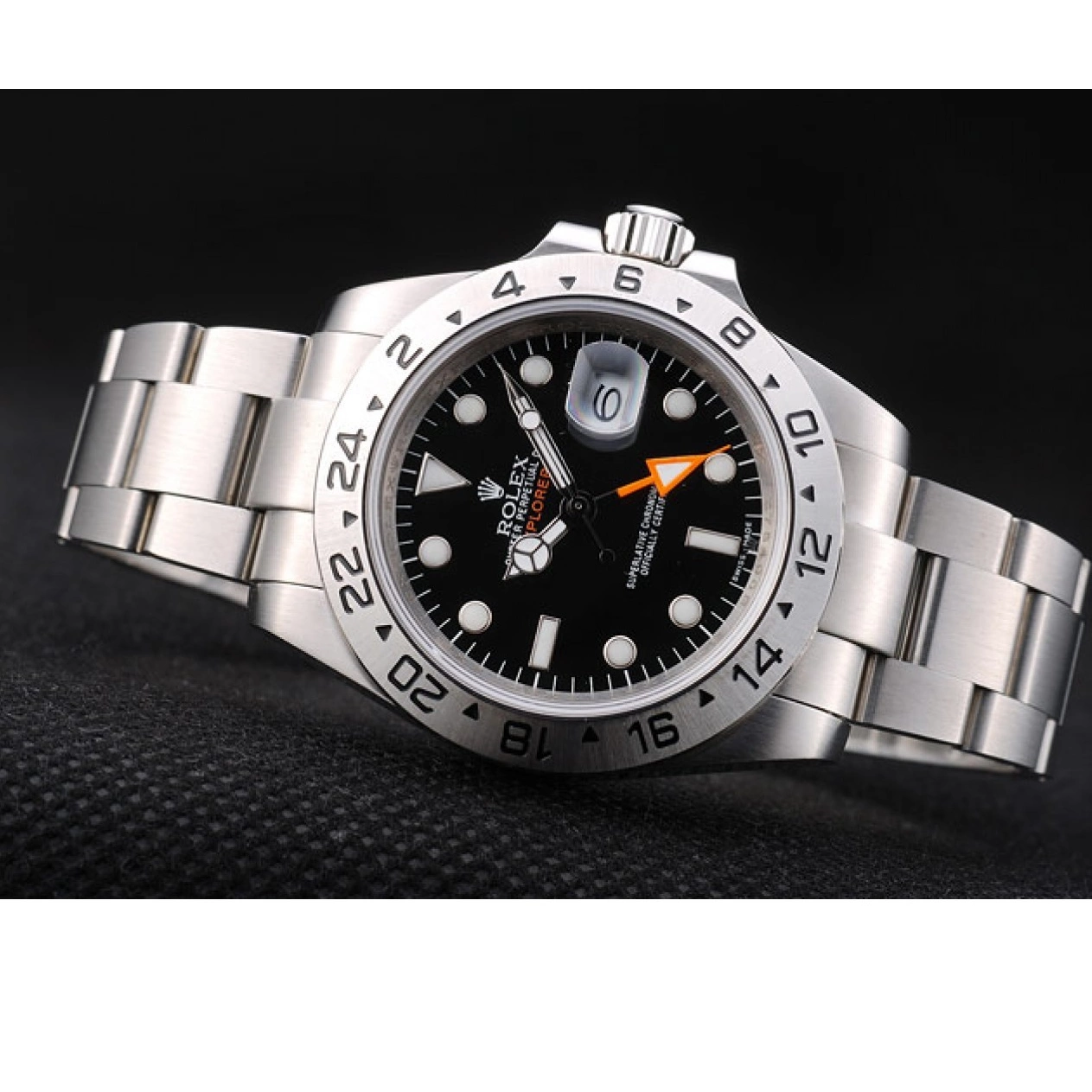 Aaa replica watch Rolex Bezel Explorer Black Dial Steel Watch Stainless 0218