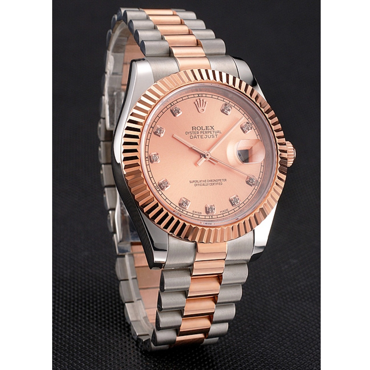 Aaa replica watch Stainless Dial Rolex Two Steel Datejust Gold Rose And Bracelet Swiss Bezel Tone Case 0218