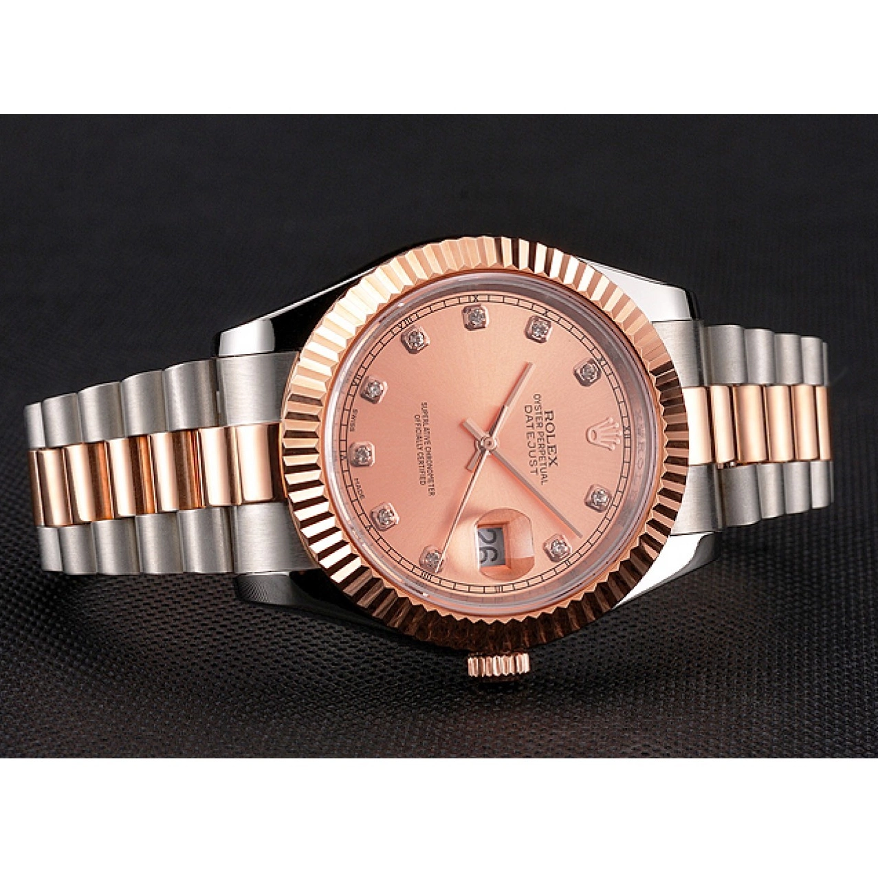 Aaa replica watch Stainless Dial Rolex Two Steel Datejust Gold Rose And Bracelet Swiss Bezel Tone Case 0218