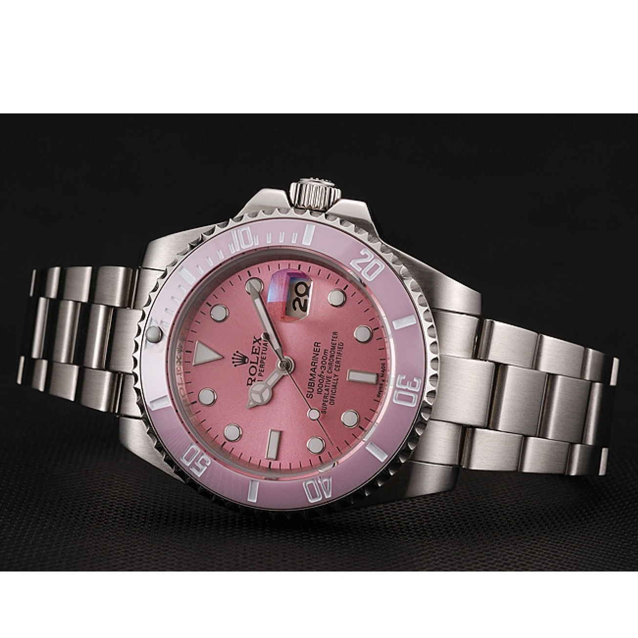 Aaa replica watch Bracelet Submariner Rolex Stainless Dial 1453865 Pink Bezel Pink Steel 0210