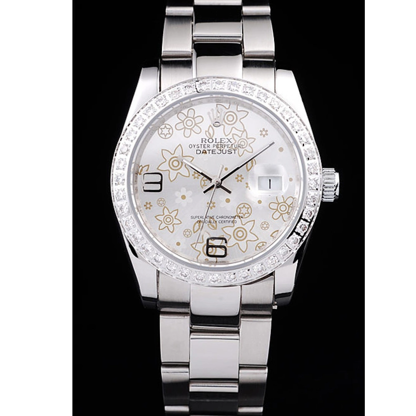 Aaa replica watch Silver Plated Datejust Stainless 98081 Diamond Polished Dial Flowers Rolex Steel 0225