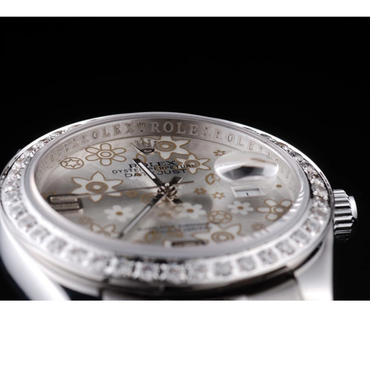 Aaa replica watch 98081 Steel Silver Datejust Flowers Polished Rolex Plated Stainless Dial Diamond 0211