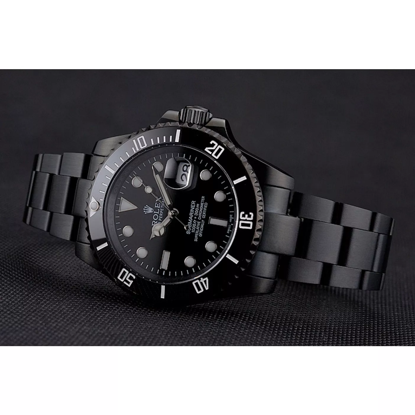 Aaa replica watch Swiss Rolex Submariner Date Black Dial And Bezel Black PVD Case And Bracelet 0206