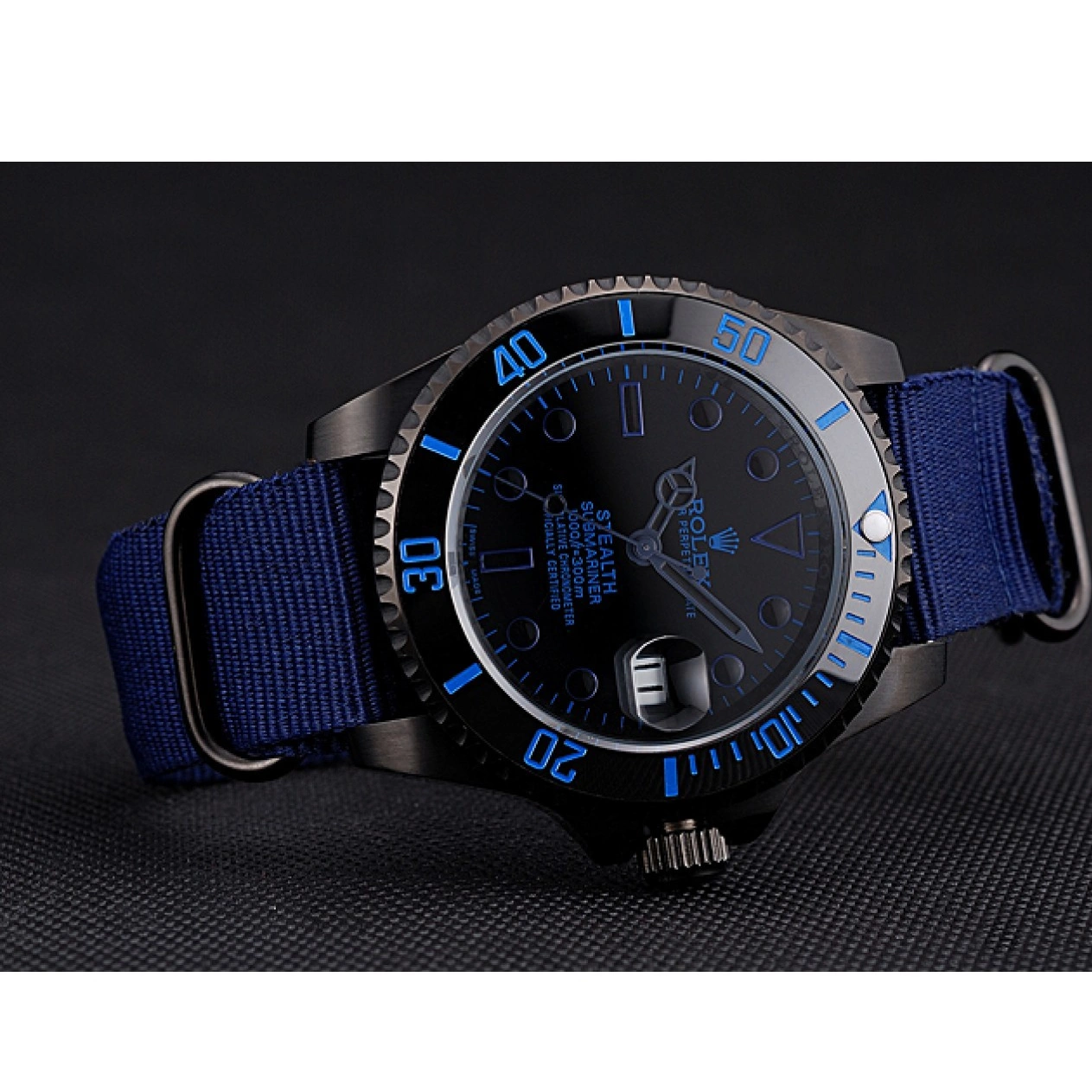 Aaa replica watch Blue Rolex Submariner 622008 Nylon Stealth Strap 0213