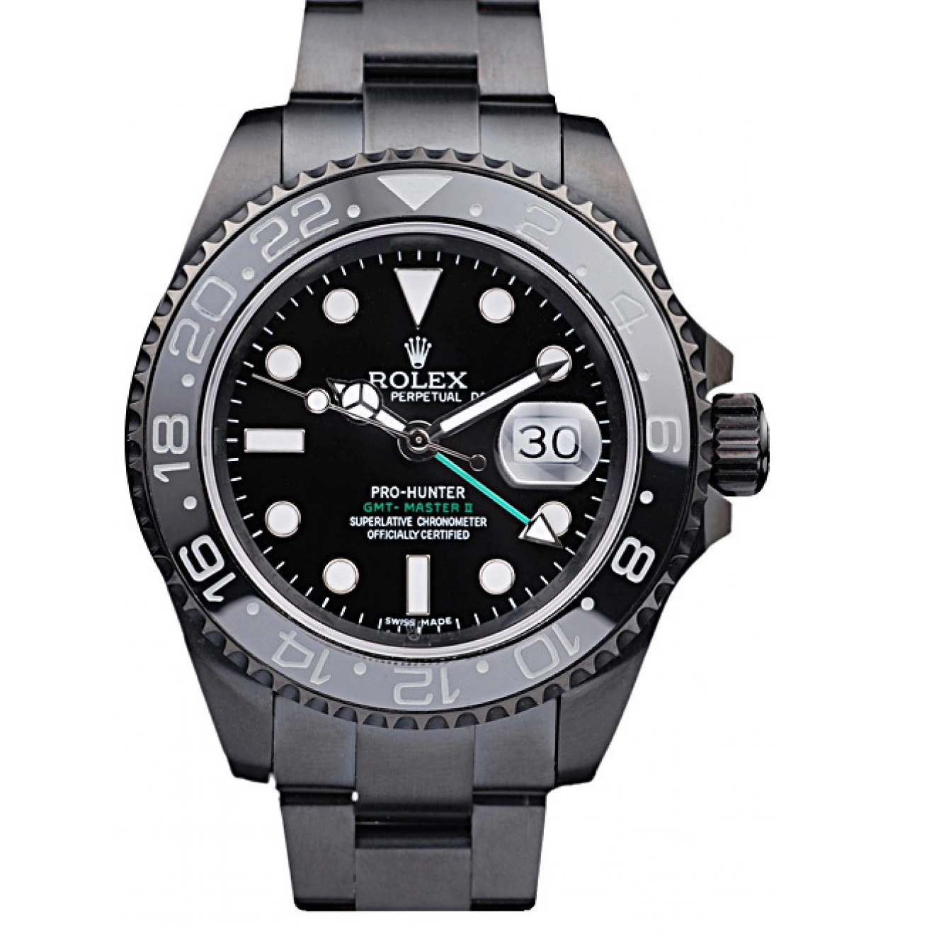 Aaa replica watch Steel Master Dial Black Black Rolex II Pro-Hunter GMT Swiss Strap 0220