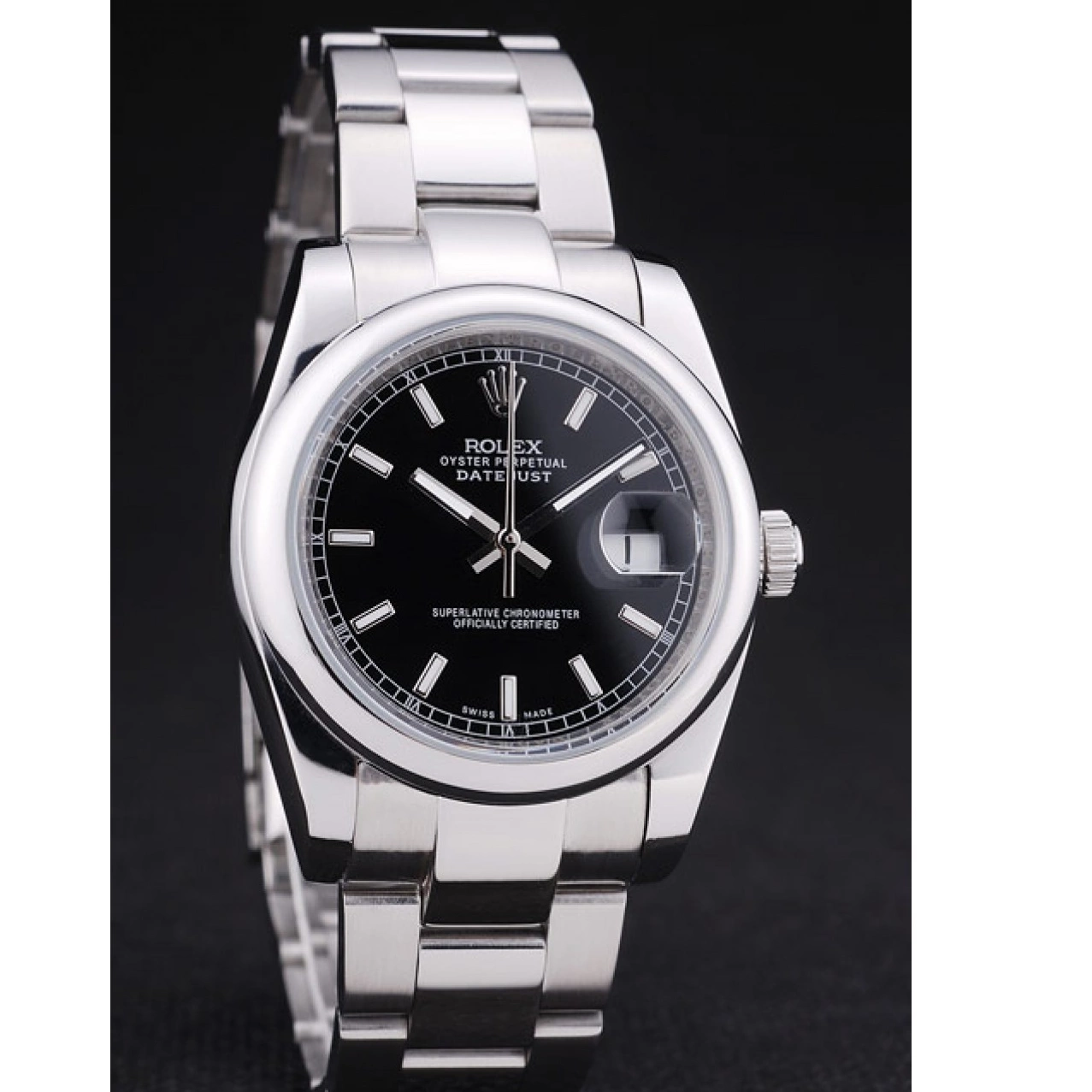 Aaa replica watch Polished Datejust Silver 7467 Dial Bezel Black Rolex 0221