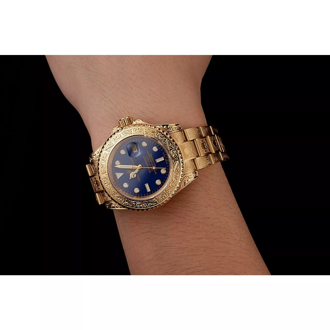 Aaa replica watch Swiss Rolex Submariner Skull Limited Edition Blue Dial Gold Case And Bracelet 1454089 0203