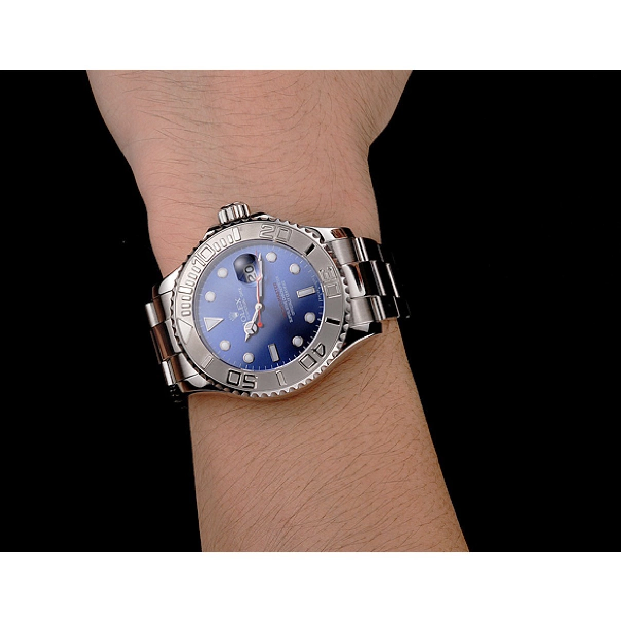 Aaa replica watch Case Yacht-Master Stainless And Dial Steel Bracelet Blue Rolex 0216